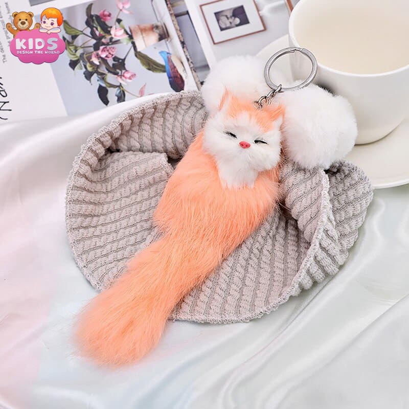 Cute Fox Plush Keychain - Orange - Plush keychain