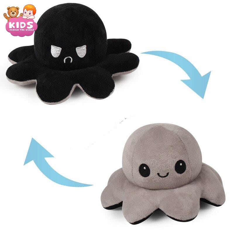 Reversible Octopus Plush - Black and grey - Animal plush