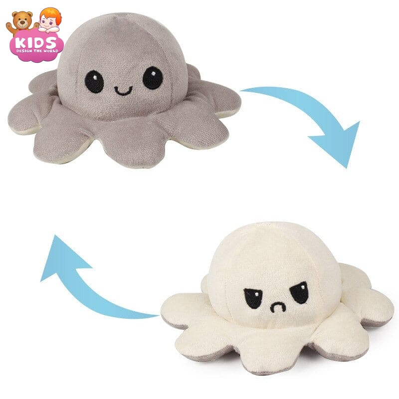 Reversible Octopus Plush - Grey and white - Animal plush