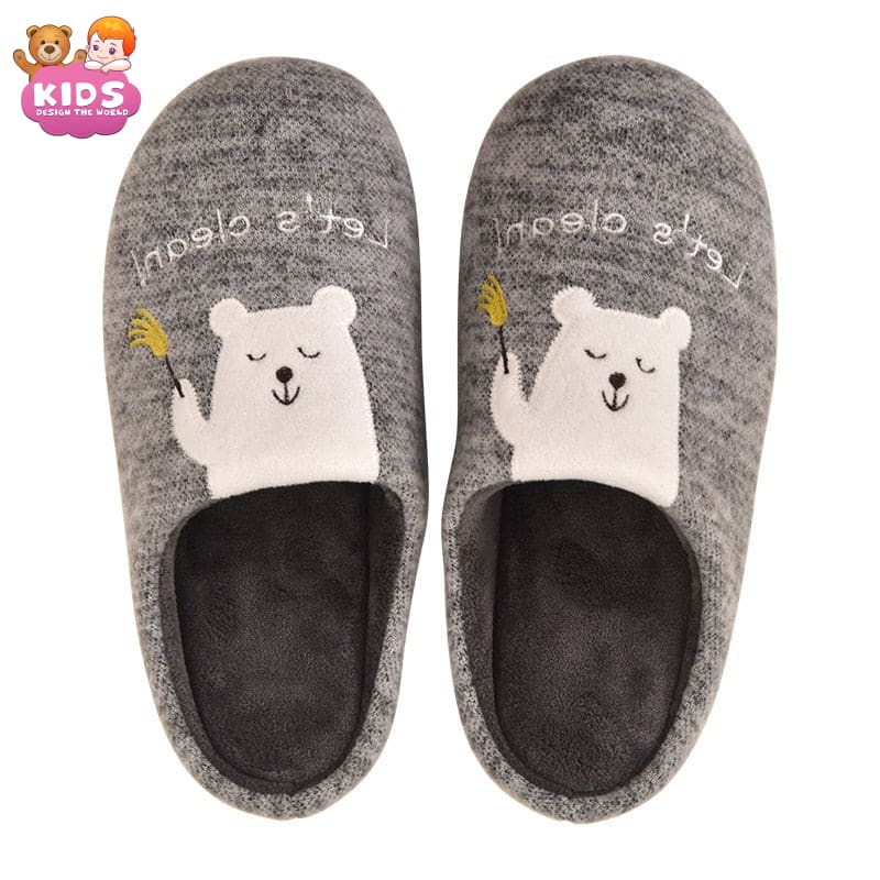 Cute Plush Slippers Bear - Gray / 23 cm - Plush slippers