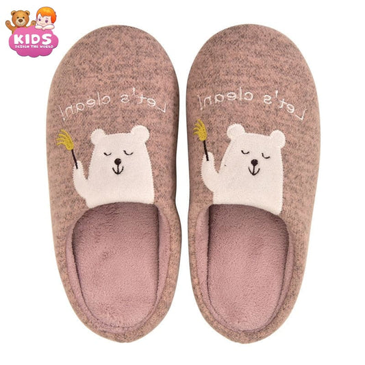 Cute Plush Slippers Bear - Pink / 23 cm - Plush slippers