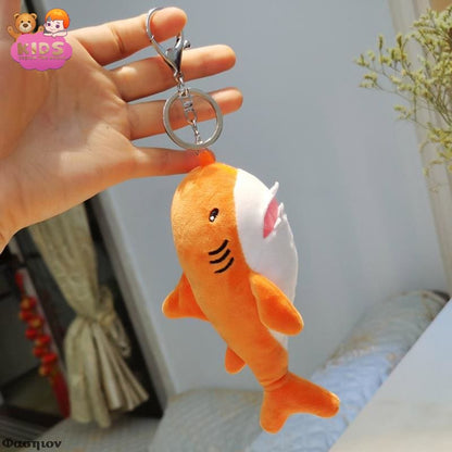 Cute Shark Plush Keychain - Orange - Plush keychain