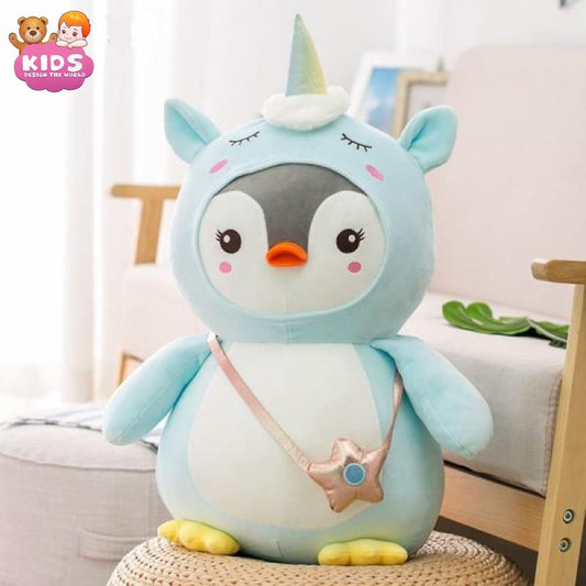 penguin-plush-in-blue-unicorn-costume