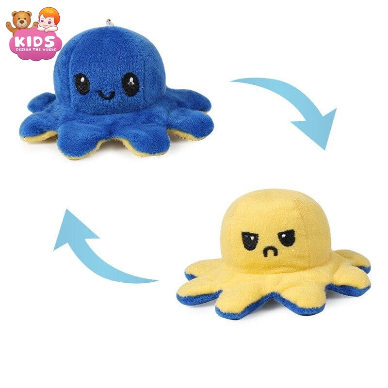 Reversible Octopus Plush - Blue and yellow - Animal plush