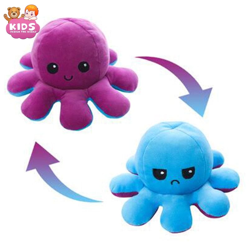 Reversible Octopus Plush - Purple and blue - Animal plush