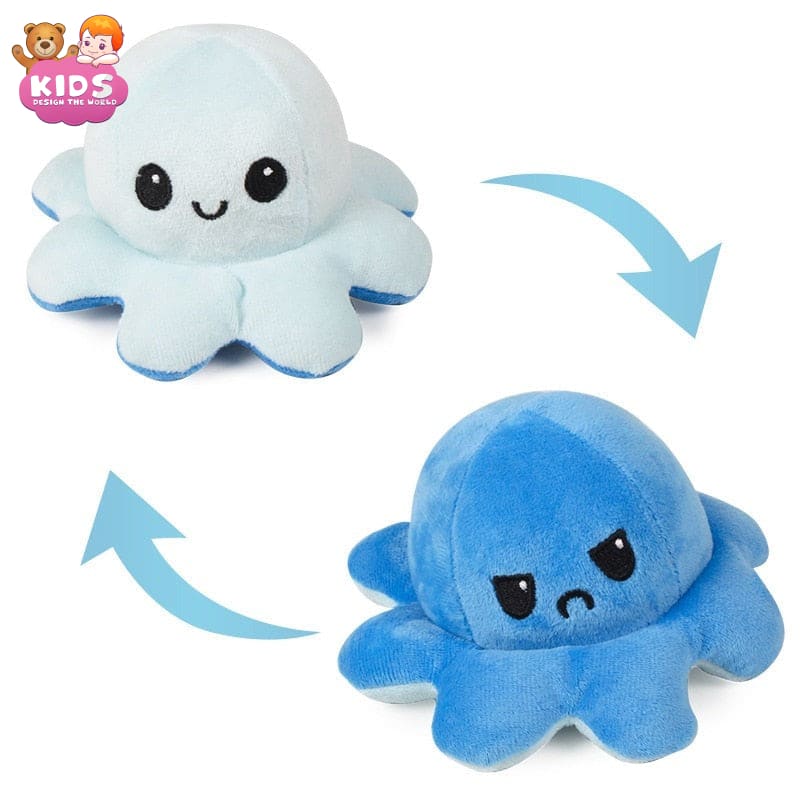 Reversible Octopus Plush - White and blue - Animal plush