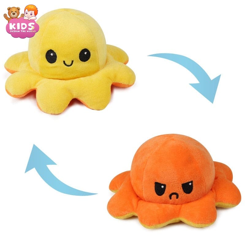 Reversible Octopus Plush - Yellow and orange - Animal plush